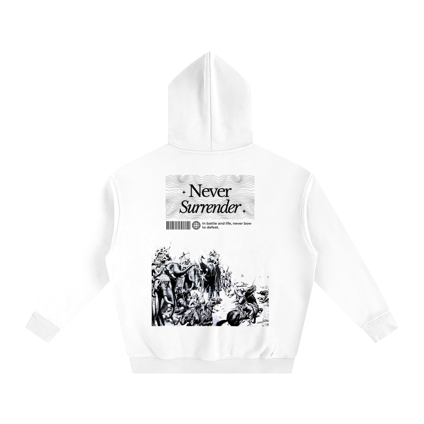 NEVER SURRENDER - OVERSIZE FLEECED HOODIE