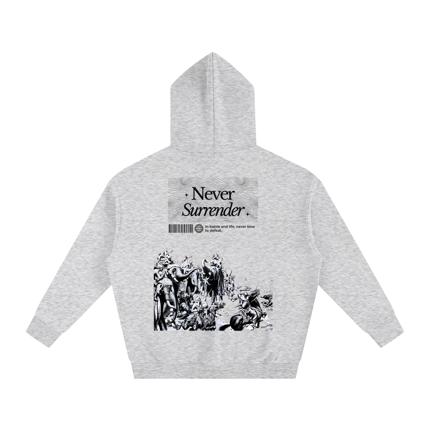 NEVER SURRENDER - OVERSIZE FLEECED HOODIE