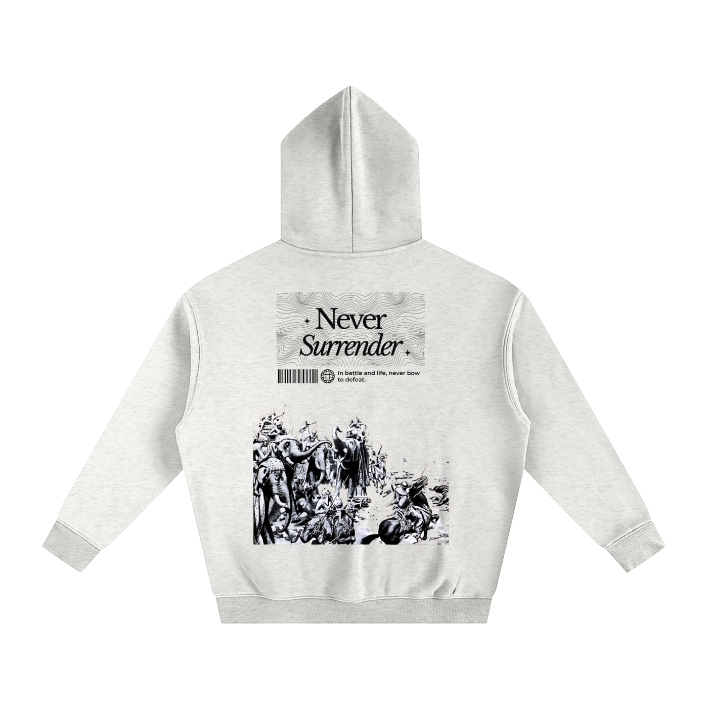 NEVER SURRENDER - OVERSIZE FLEECED HOODIE